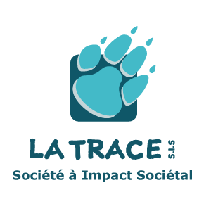 Logo la trace s.i.s développement personnel avec une patte de chien de couleur bleu turquoise